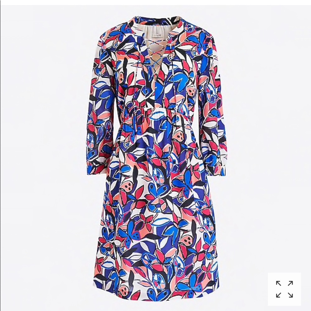 J Crew Lace-up floral printed dress